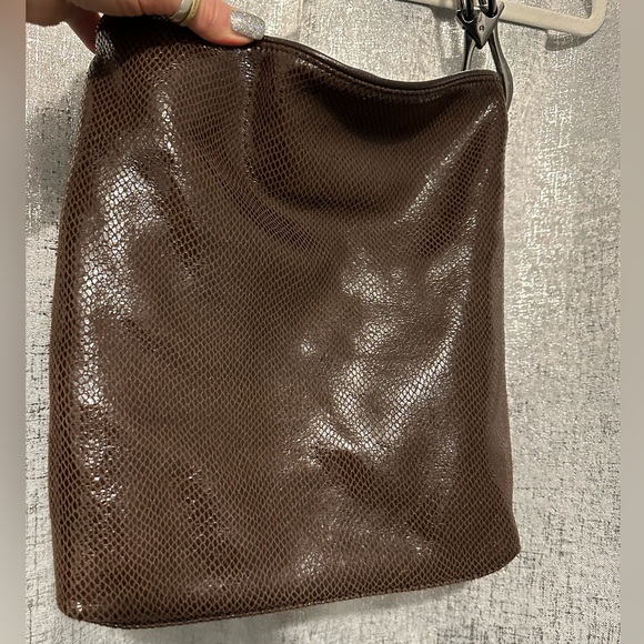 JPK Paris Brown iridescent faux reptile hobo bag with gunmetal hardware. NWOT - Picture 2 of 13